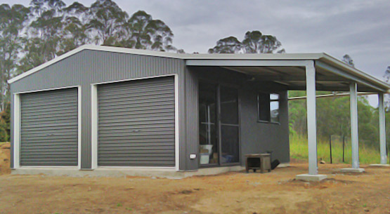 double garage with lean to