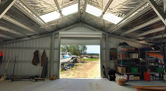 kakadu barn interior zincalume roller door